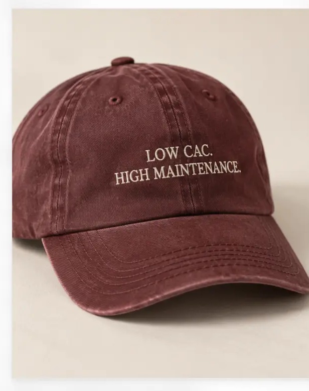Low Cac. High Maintenance. Dad Cap in Burgundy
