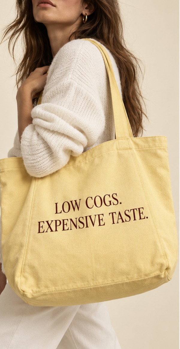 Low COGS. Expensive Taste. Tote in Butter