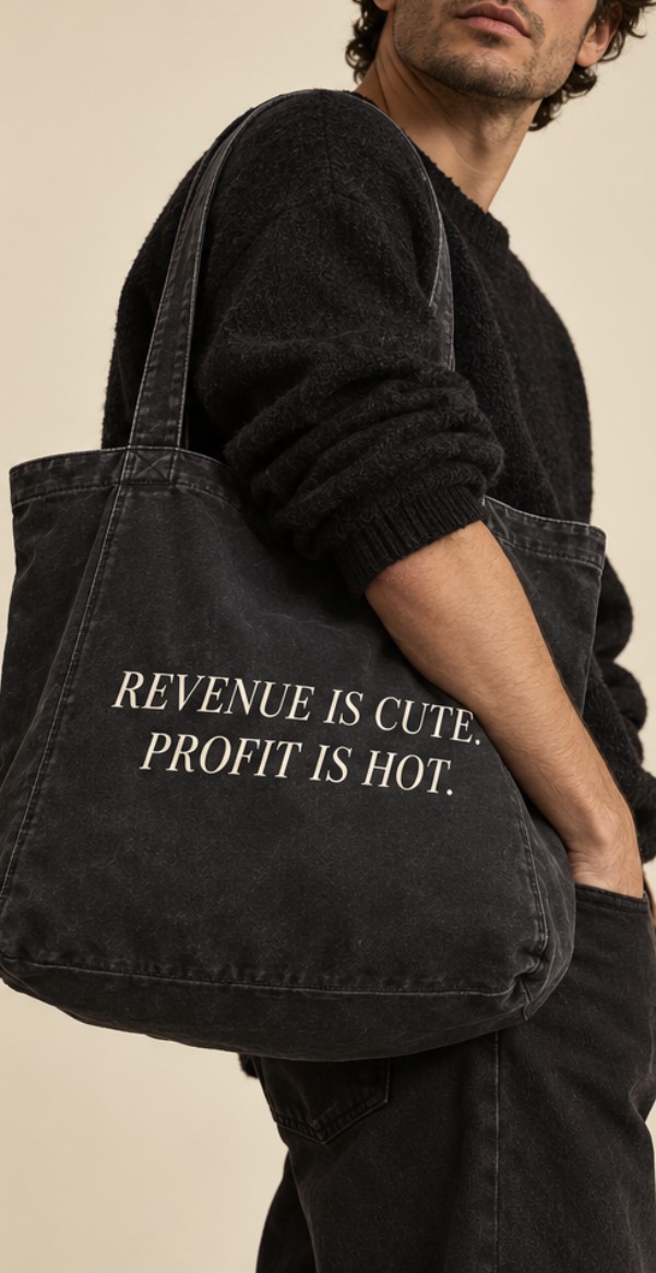 Revenue Is Cute. Profit Is Hot. Tote in Washed Black