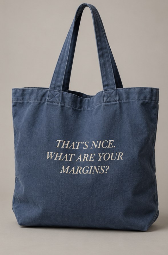 That's Nice. What Are Your Margins? Tote in Blue Denim